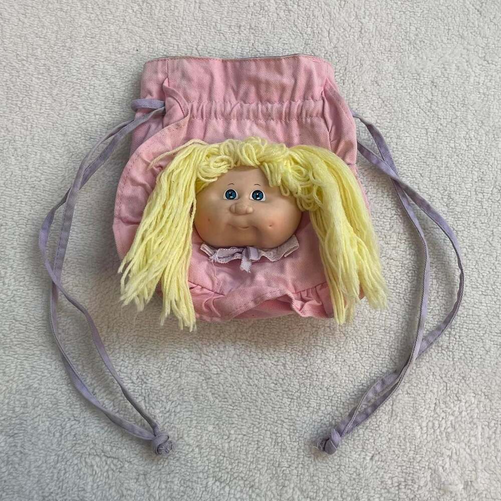 Clingim Toys Vintage Cabbage Patch Doll Head Drawstring Backpack